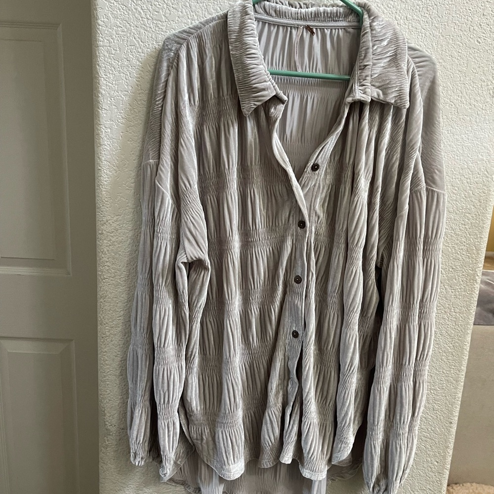 Free People Gray Button Down Shirt
